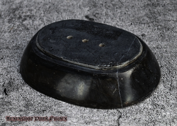 Hexenshop Dark Phönix Klassische ovale Seifenschale aus schwarzem-grauem Marmor